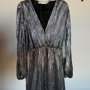 Metallic Silver Long Sleeve Dress